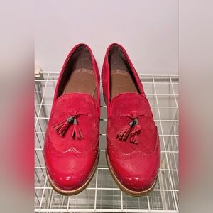 Girotti Womens Red Suede & Patent Tassel Loafers NWT I Eu 42 I Us 11